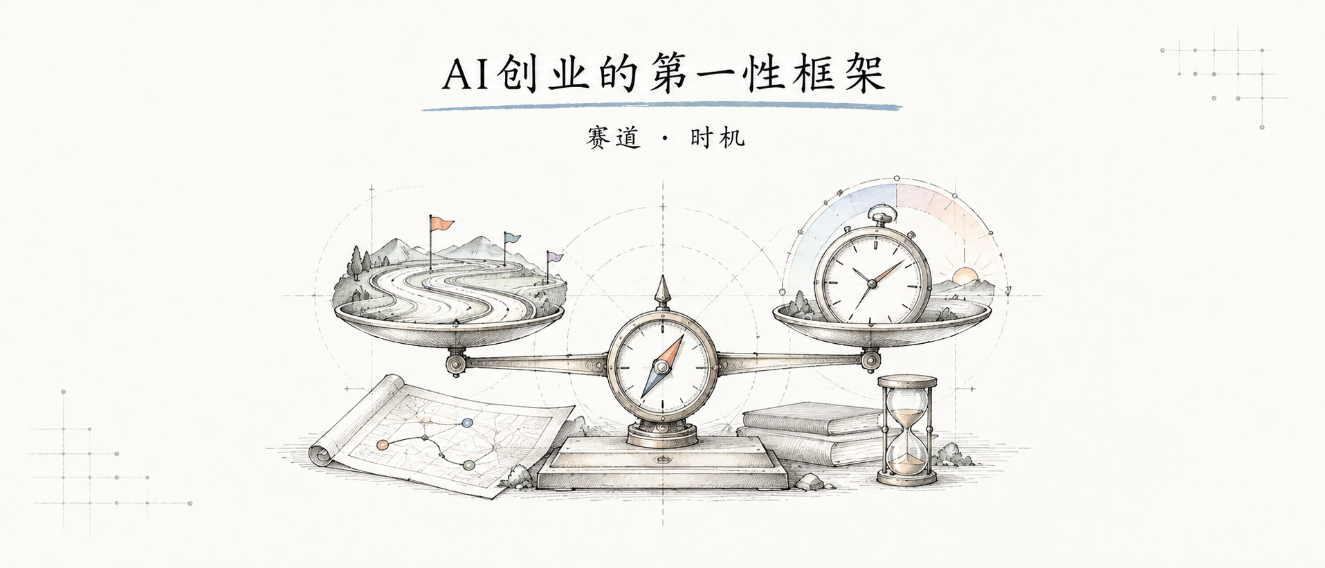 AI 创业的第一性框架：赛道和时机，手绘封面