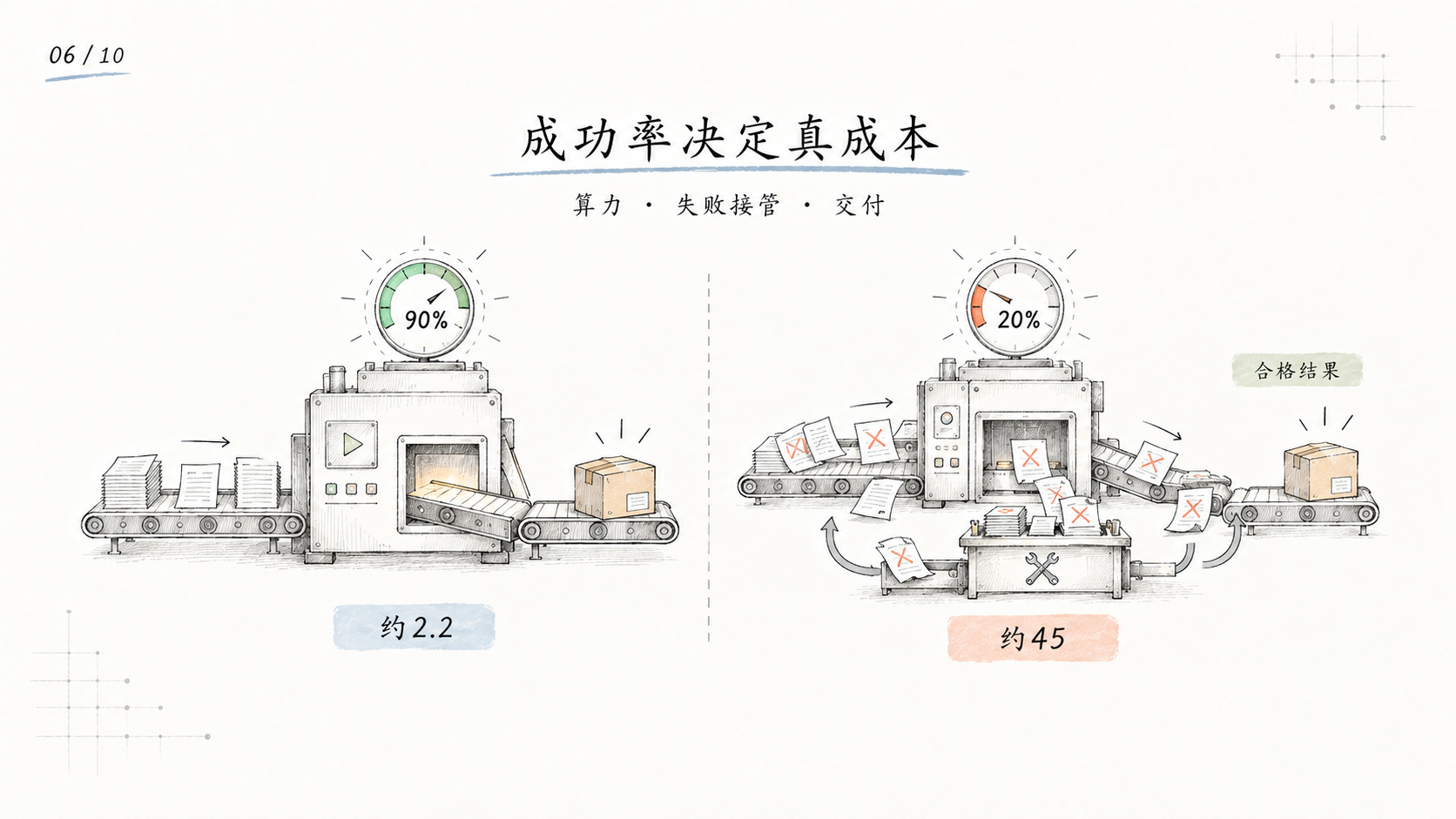 不同成功率导致真实交付成本巨大差异
