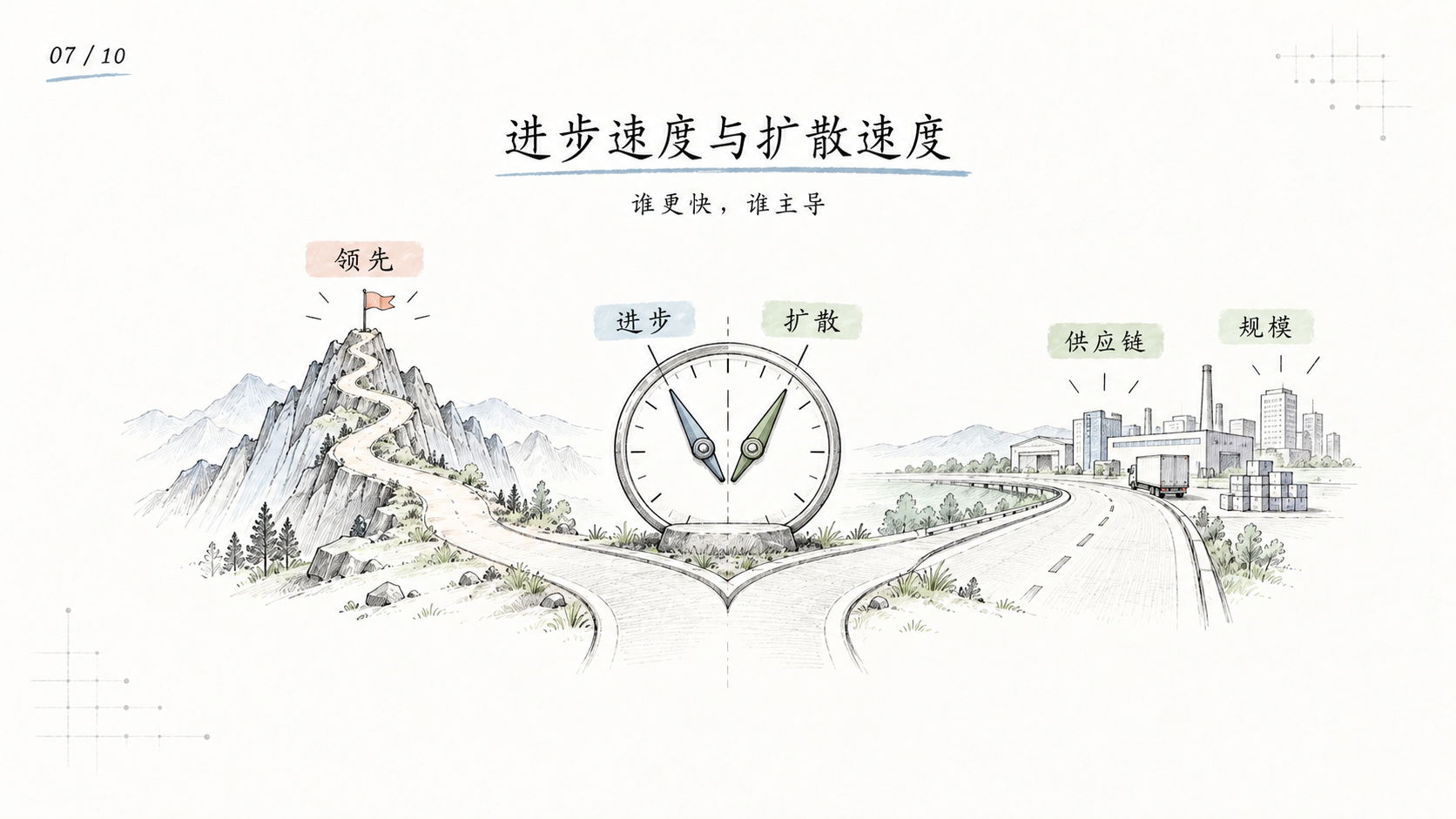 技术进步速度与扩散速度的竞争